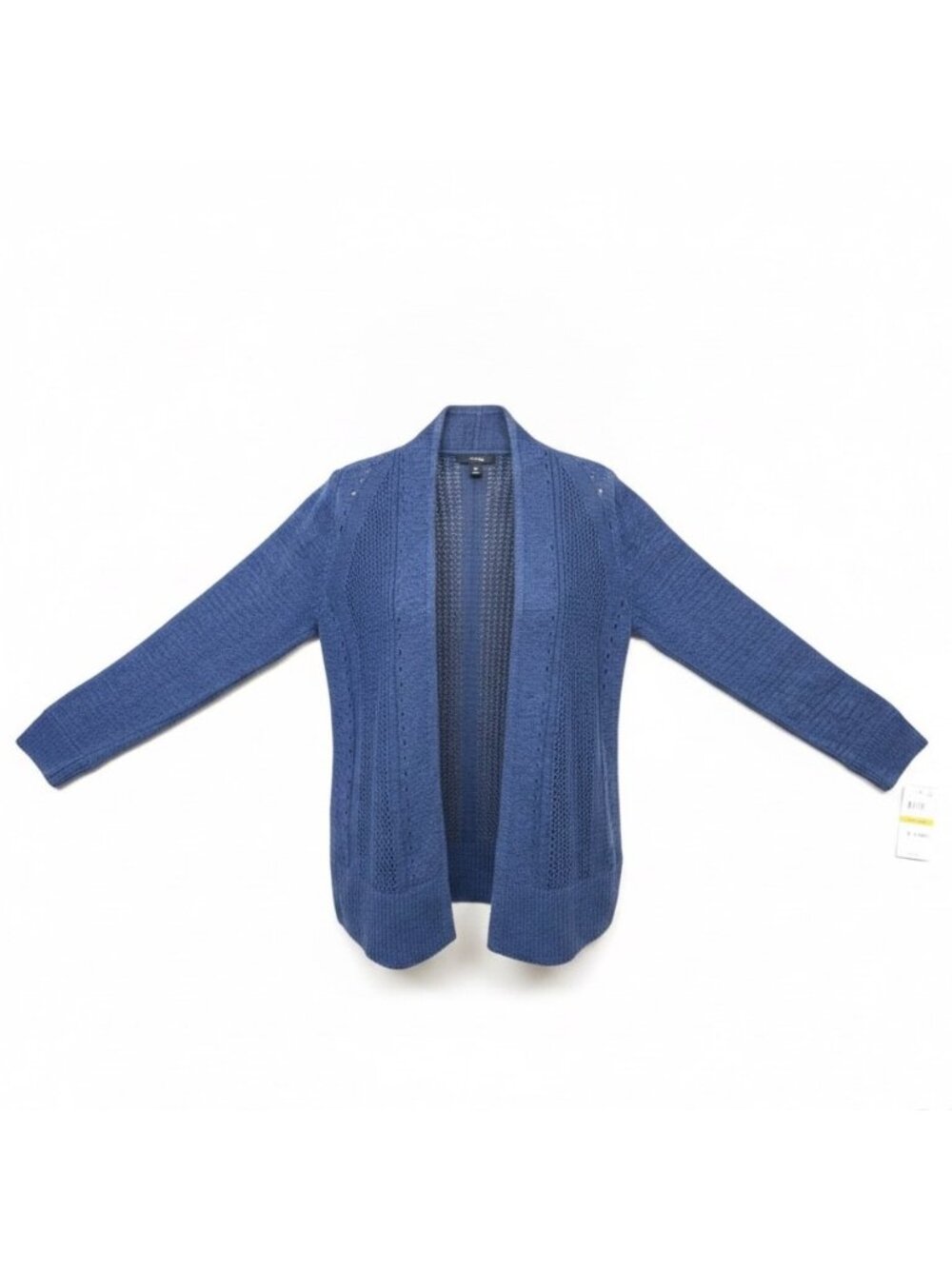 Alfani Womens Blue Open-Front Cardigan Petite Lightweight Knit Sz S